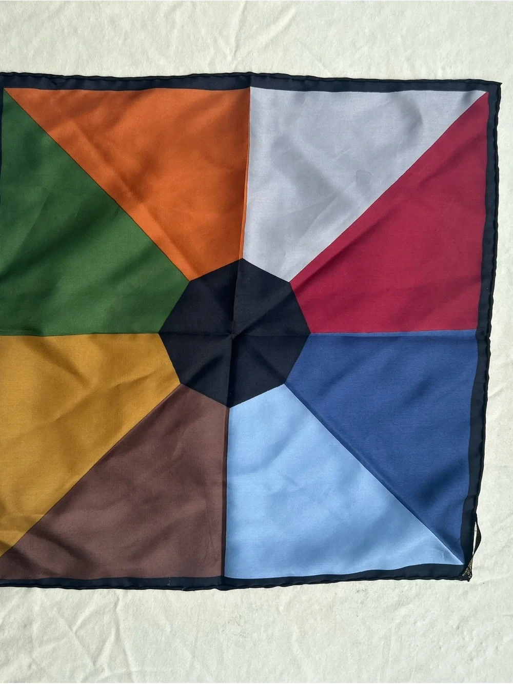 Colorblock Silk Square Scarf - Multicolor